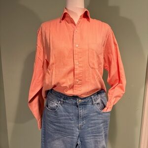 Brooks Brothers Men's Orange Button-Up Shirt 15/32 med